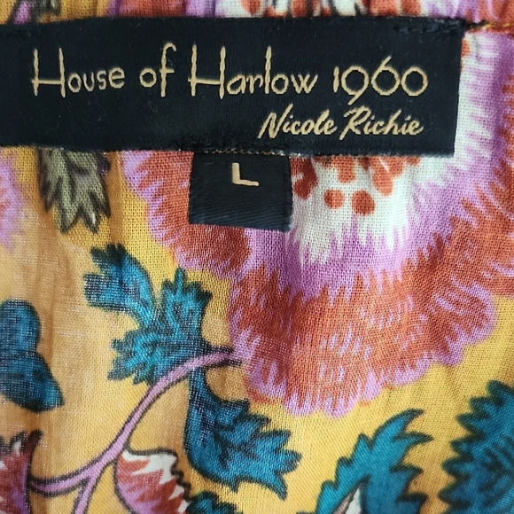 House of Harlow 1960 Floral Midi Dress Size Large Boho Ruffle Hem NWT - Picture 10 of 11